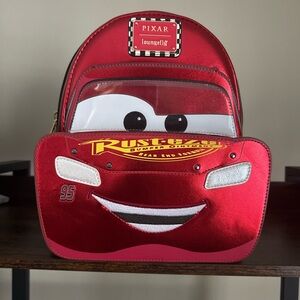 LOUNGEFLY, DISNEY PIXAR CARS, METALLIC LIGHTNING MCQUEEN COSPLAY, MINI BACKPACK